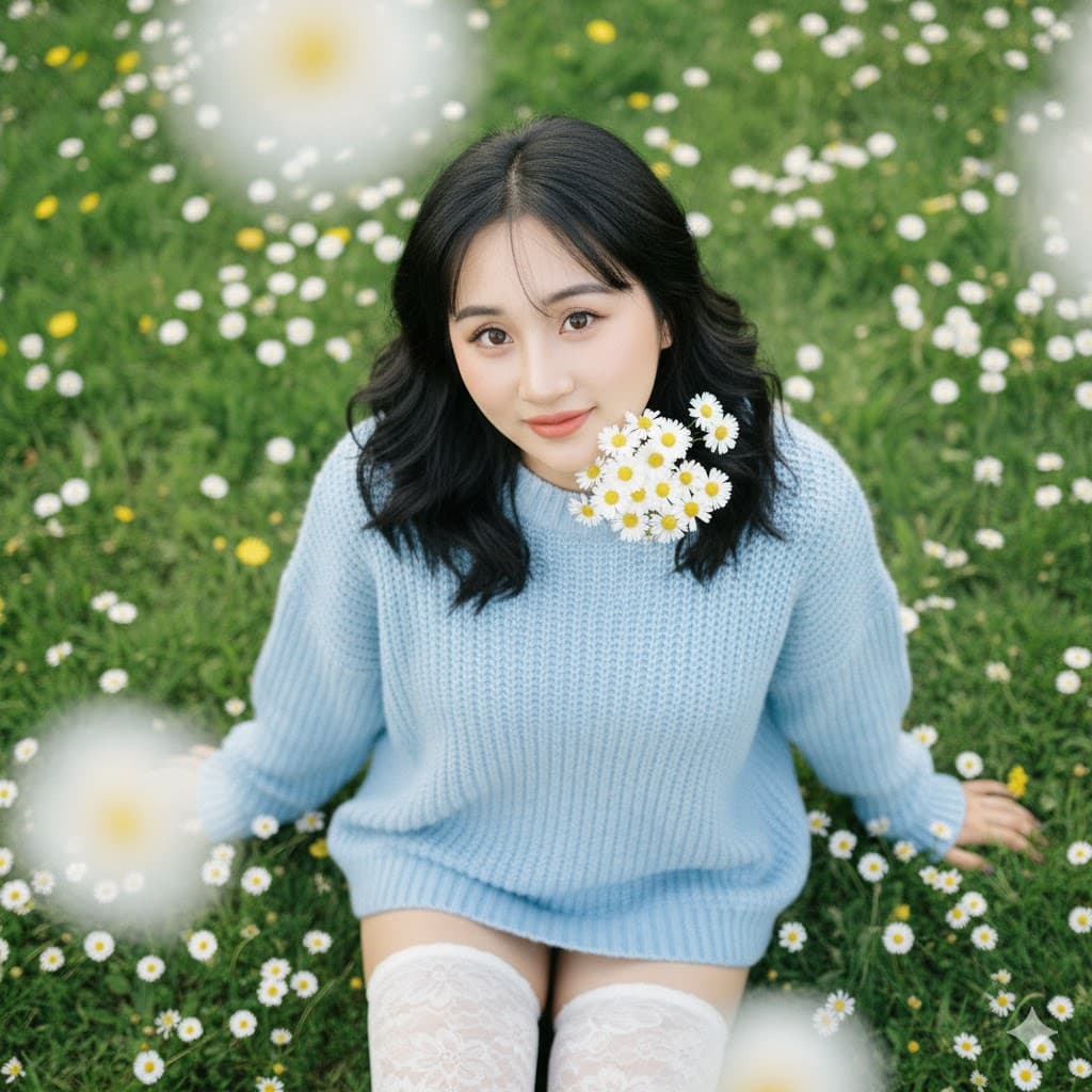 Prompt: Prompt tạo hình ảnh cô gái giữa đồng hoa cúc