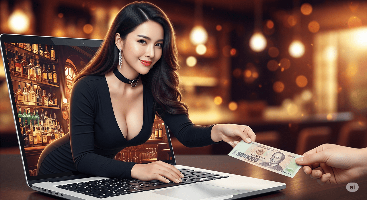 Prompt: Video trend cô gái trong máy tính đưa tay ra lấy đồ vật ngoài màn hình.