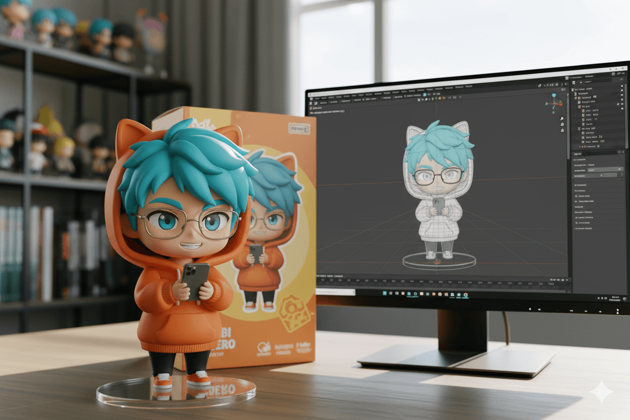 Prompt: Prompt tạo mô hình chibi theo phong cách figure 3D sử dụng Nano Banana