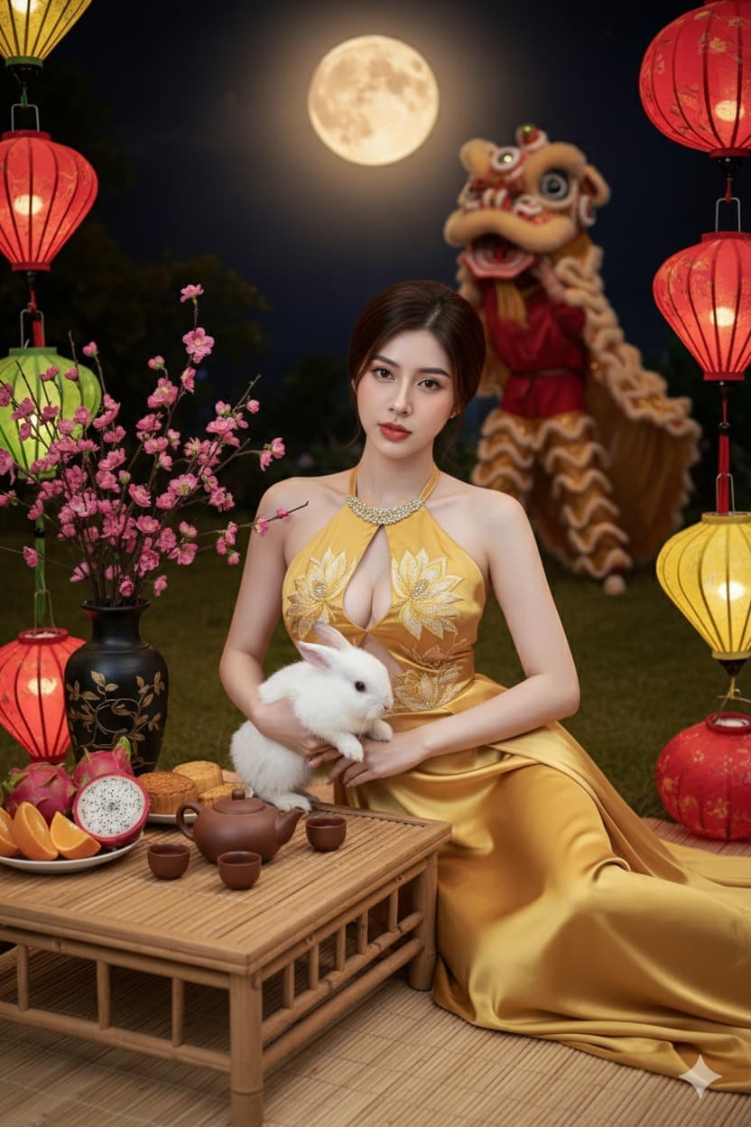 Prompt: Prompt tạo ảnh Lễ hội Trung Thu lung linh và duyên dáng