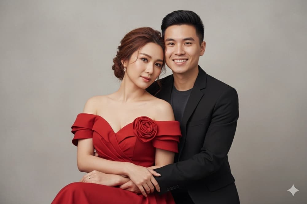 Prompt: Prompt tạo ảnh cưới cặp đôi chuẩn studio với độ phân giải cao