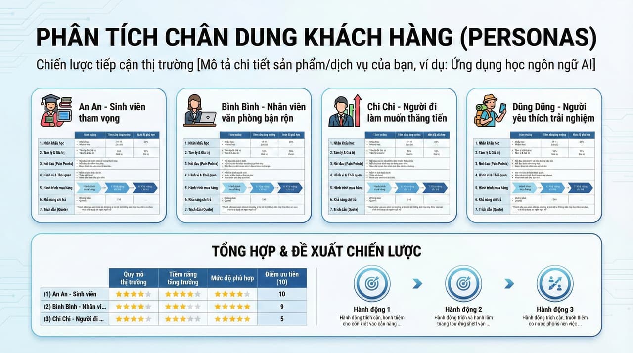 Prompt: Prompt phác họa chân dung khách hàng chuyên sâu và chi tiết