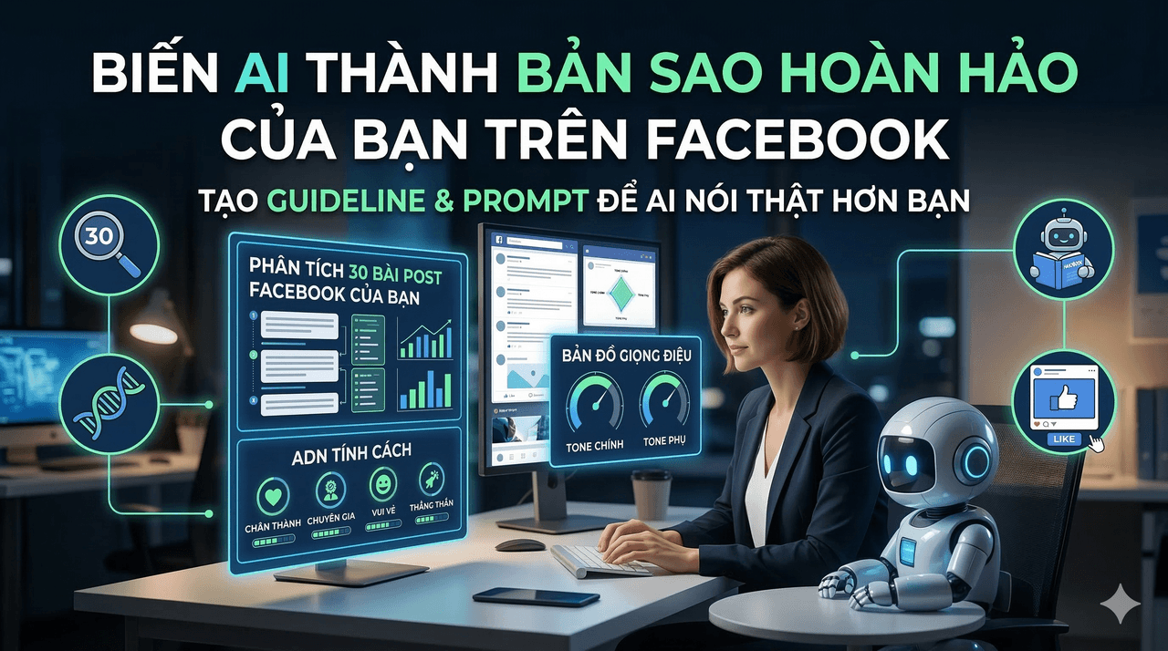 Prompt: Prompt Phân Tích Brand Voice Profile Facebook và Tạo Guideline content cho AI