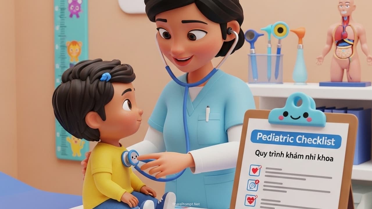 Prompt: Prompt hướng dẫn quy trình khám thể chất nhi khoa chuyên nghiệp
