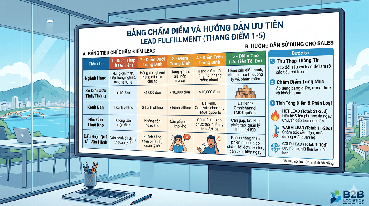 Prompt: Thiết kế thang điểm ưu tiên lead B2B dịch vụ fulfillment