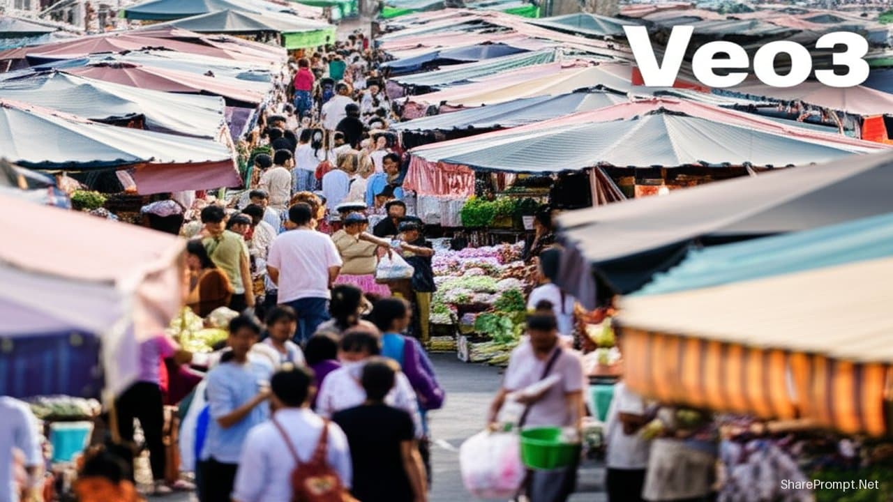 Prompt: Prompt Chợ Phố Náo Nhiệt: Cảnh Đời Thường