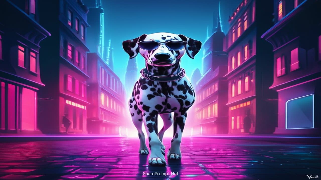 Prompt: Prompt Video: Chó Dalmatian Nổi Bật Phố Đô