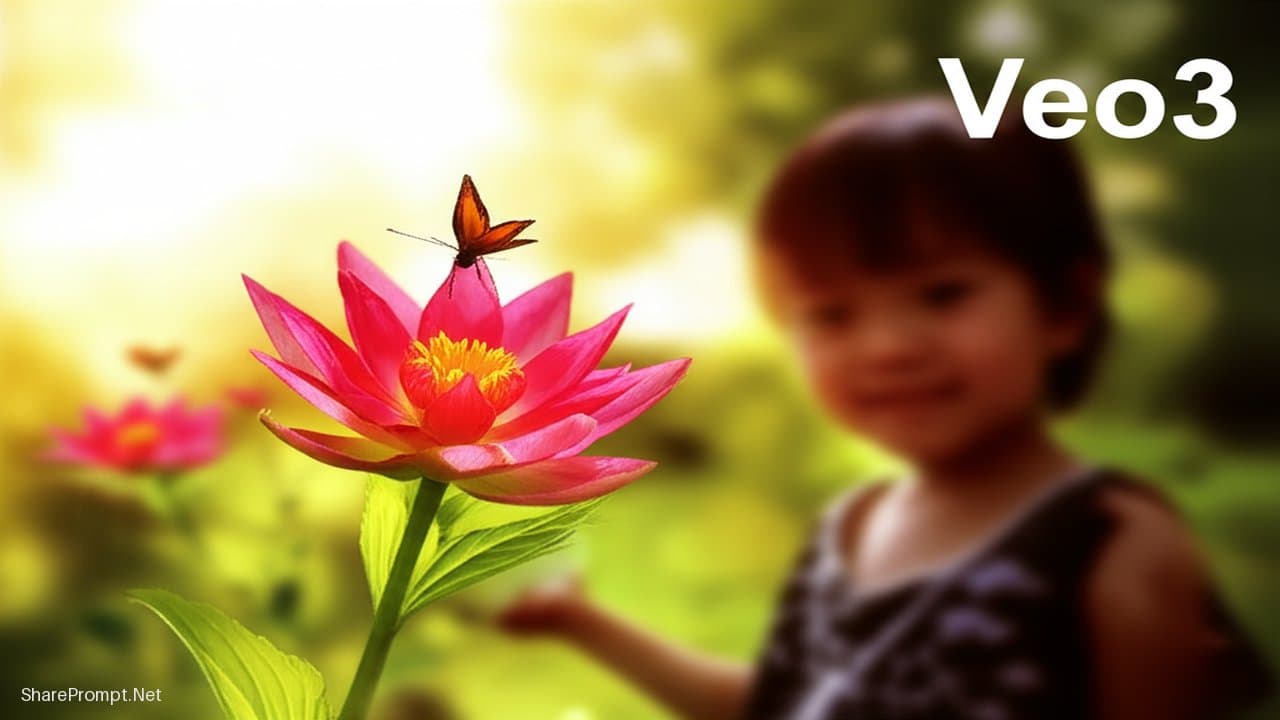 Prompt: Prompt Video Chuyển Tiêu Điểm Bướm và Bé