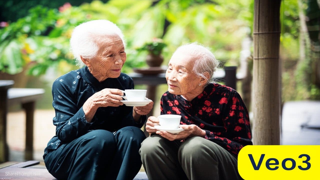 Prompt: Video hoài niệm và vẻ đẹp của tình bạn lúc tuổi già